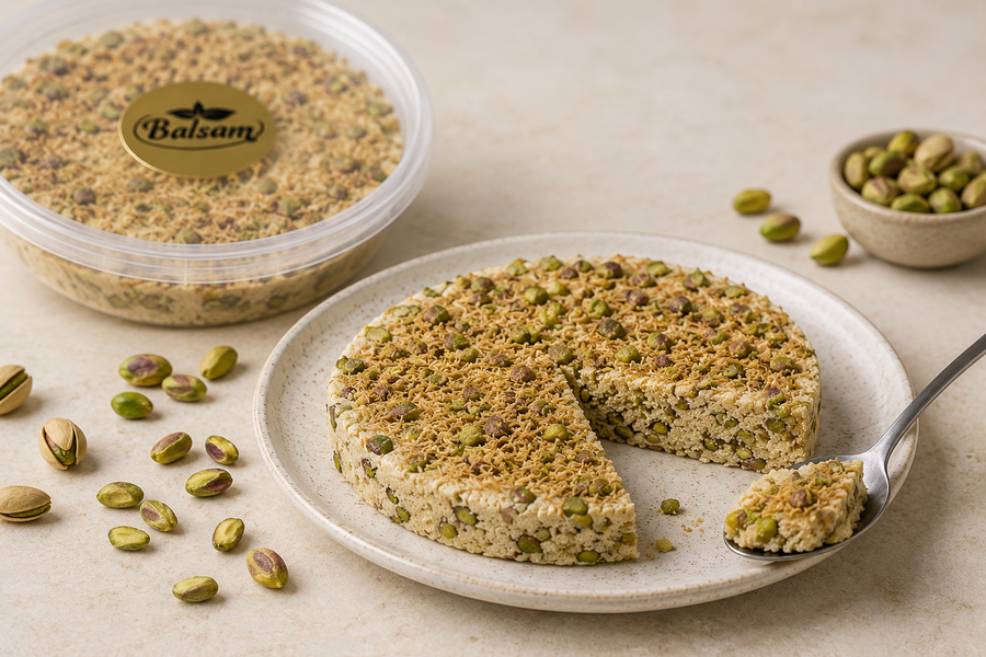 Pistachio Halawa (Tahini) with Kunafa