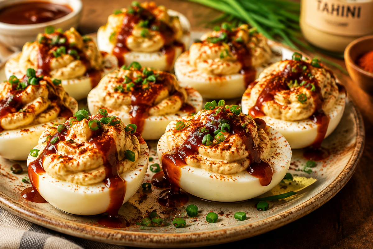BBQ Tahini Deviled Eggs