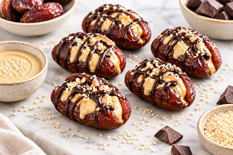 Orange Chocolate Tahini Stuffed Dates