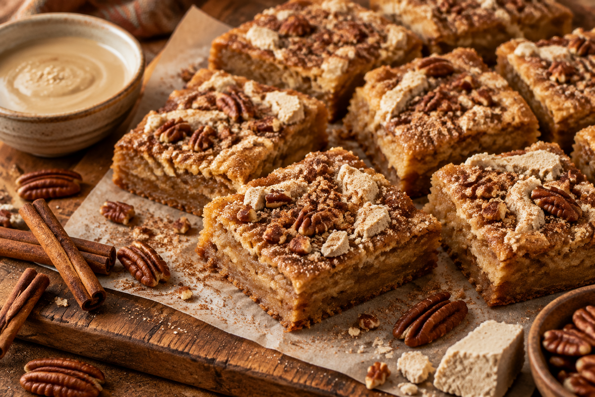 Cinnamon Pecan Halawa Snickerdoodle Blondies