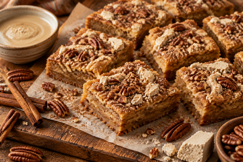 Cinnamon Pecan Halawa Snickerdoodle Blondies