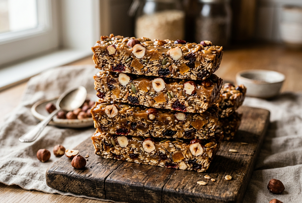 Hazelnut Tahini-Date Granola Bars