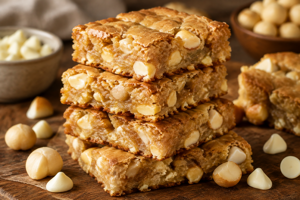 Macadamia Butter White Chocolate Blondies