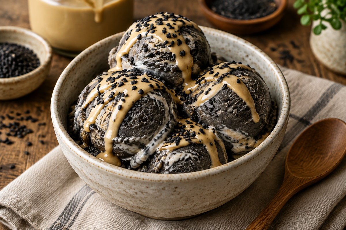 No-Churn Black Sesame Tahini Ice Cream