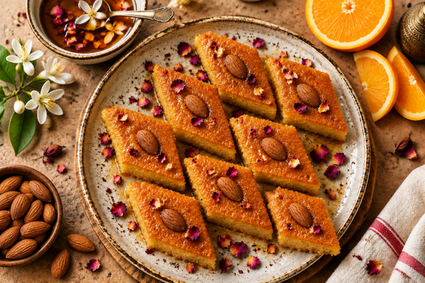 Orange Blossom Semolina Cake (Basbousa)