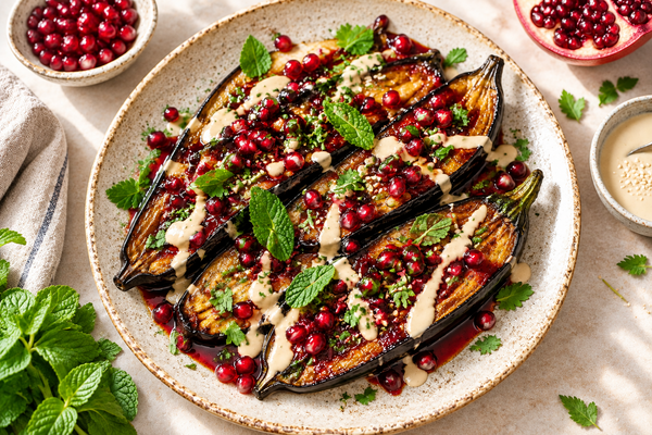 Pomegranate Syrup Roasted Eggplant