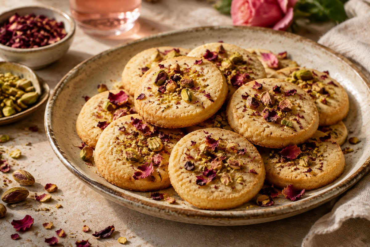 Rose Water Pistachio Shortbread