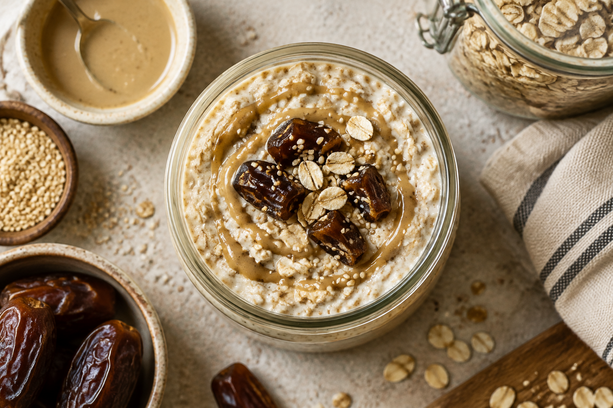 Tahini-Date Swirl Overnight Oats