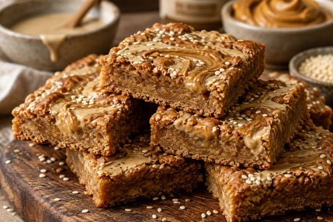 Tahini-Peanut Butter Blondies